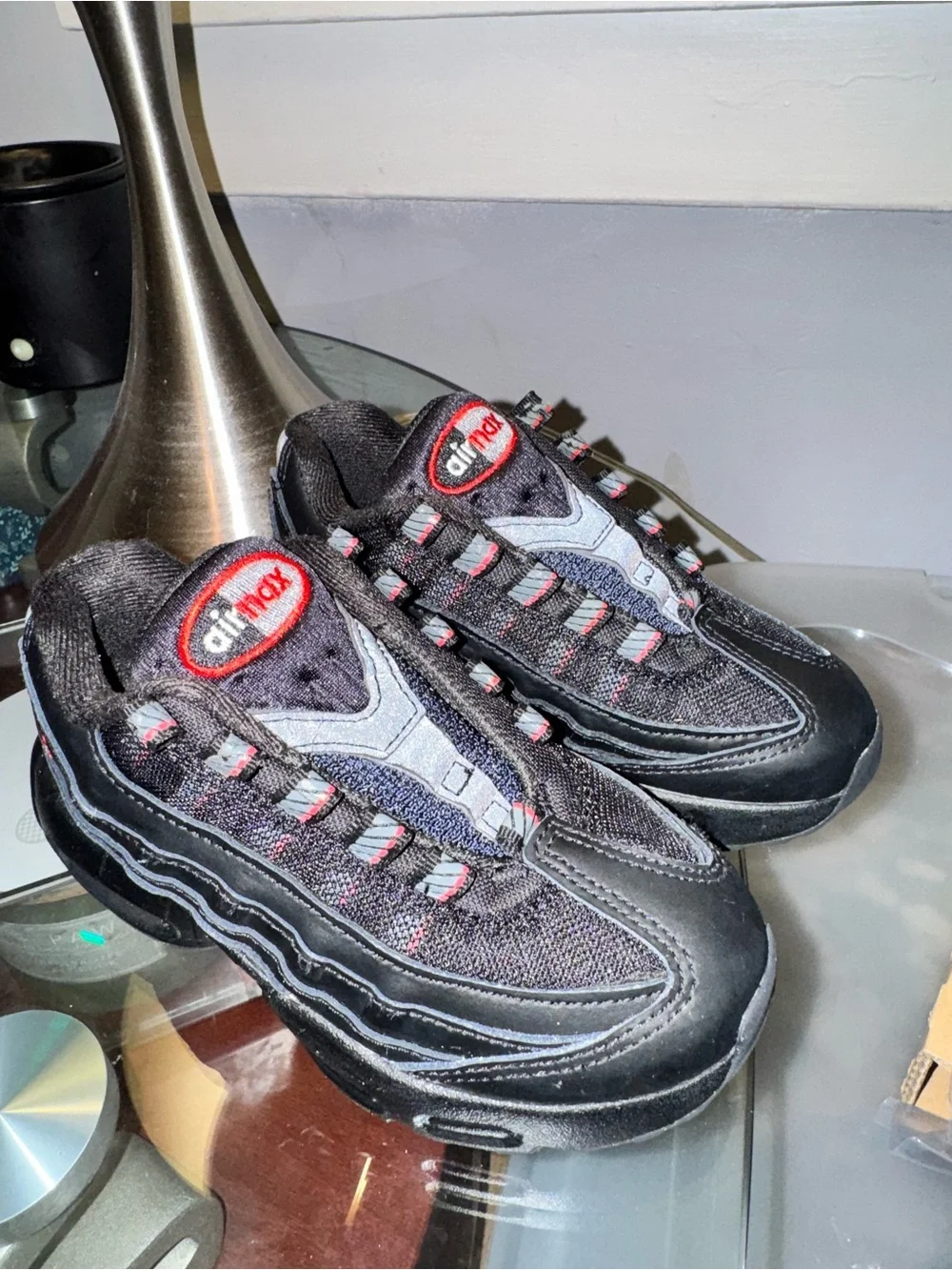 Nike Kids Black Sneakers with Red Accents